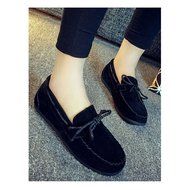 KAKA(TM) Girl Women Spring Autumn Causal Round Toe Shoes Slip-On Flat Black 37 N5
