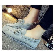 KAKA(TM) Girl Women Spring Autumn Causal Round Toe Shoes Slip-On Flat Black 37 N7
