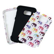Badalink Galaxy S7 Edge Case Soft TPU Shockproof Rubber Skin Gel Inner Case + Full Edge Easy Grip Cute Elephants... N17