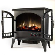 Jasper Free Standing Electric Fireplace Stove - 25 Inch Black Portable Electric Vintage Fireplace with Realistic...