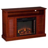 Southern Enterprises Buckhead Media Console Fireplace - Classic Mahogany N5