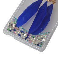 HTC Desire 626 Case,Yaheeda 3D Pearls Sparkle Plume Feather Chain Fashion Bling PC Hard Case for HTC Desire 626 N34