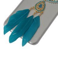 HTC Desire 626 Case,Yaheeda 3D Pearls Sparkle Plume Feather Chain Fashion Bling PC Hard Case for HTC Desire 626 N36