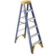 Werner OBCN06 Old Blue Series 375-Duty Rating Type IAA Contractors Job Station Fiberglass Stepladder, 6-Foot by...