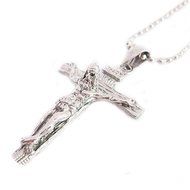 Men&#039;s Hot Chic Trendy Stainless Steel Silver Jesus Cross Chain Pendant Necklace