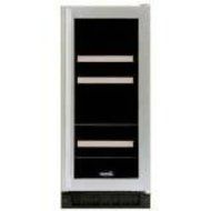 4 Bottle Dual Zone Wine Refrigerator Finish: Black Cabinet With Overlay Door, Hinge Location: Right N2