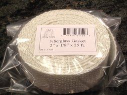 Flat Gasket Braided Fiberglass Rope 1/8" Thick x 2" Wide x 25' Roll. Wood Stove Door, Arch Pan, Oil Furnace