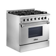 Anself THOR KITCHEN 36-inch Stainless Steel Professional Gas Range Free Standing Dual Fuel Range, 5.2 Cu. Ft,...