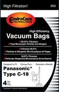 Panasonic Type C-18 Micro-Allergen Cloth Bags 4-Pack, Compare with Panasonic Part# AMC-J3EP Canister Replacement...