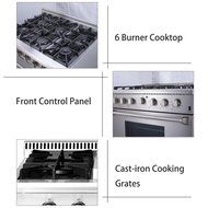 Anself THOR KITCHEN 36-inch Stainless Steel Professional Gas Range Free Standing Dual Fuel Range, 5.2 Cu. Ft,... N2