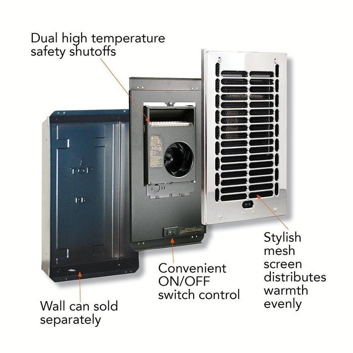 Electric Fan Wall Mounted Heater Grill Blower Indoor Warm 1000 Watt 3418 BTU 175 SQ FT NEW N3