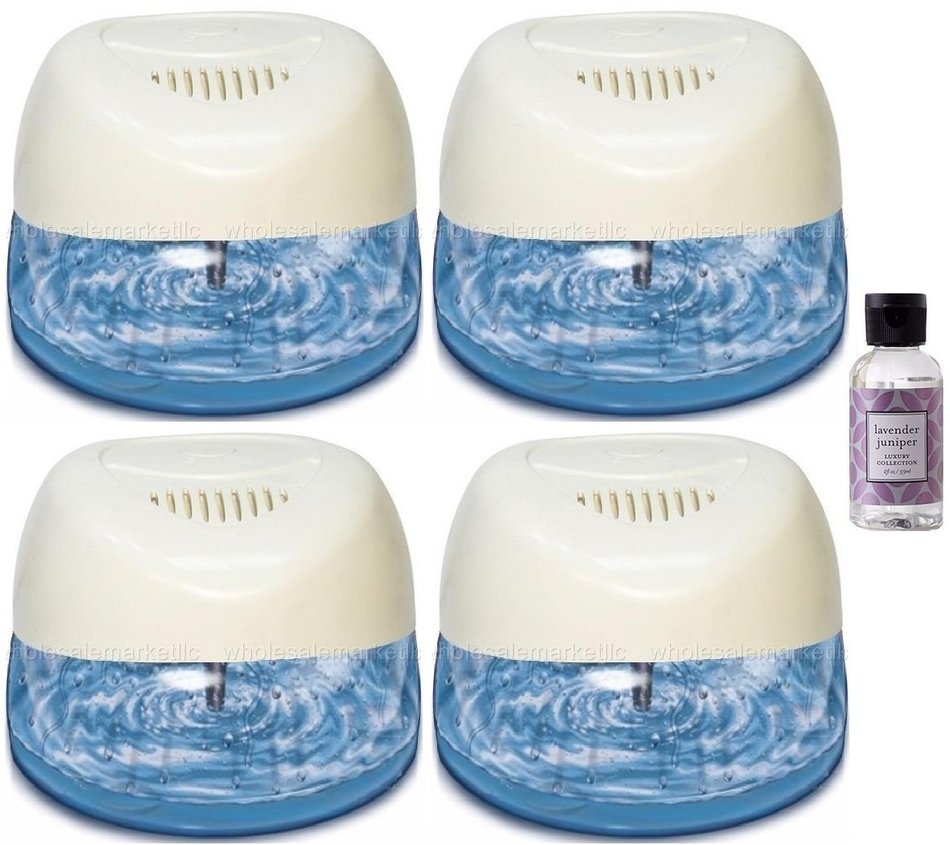 4 New Fresh Aire Machines with Rainbow Rainmate Lavender Fragrance. White Color with 6 LED Color Changing Lights N2