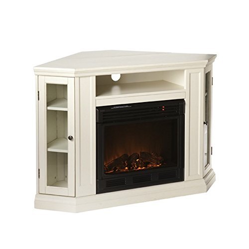 Belvedere Ivory Modern Media Console Fireplace N4