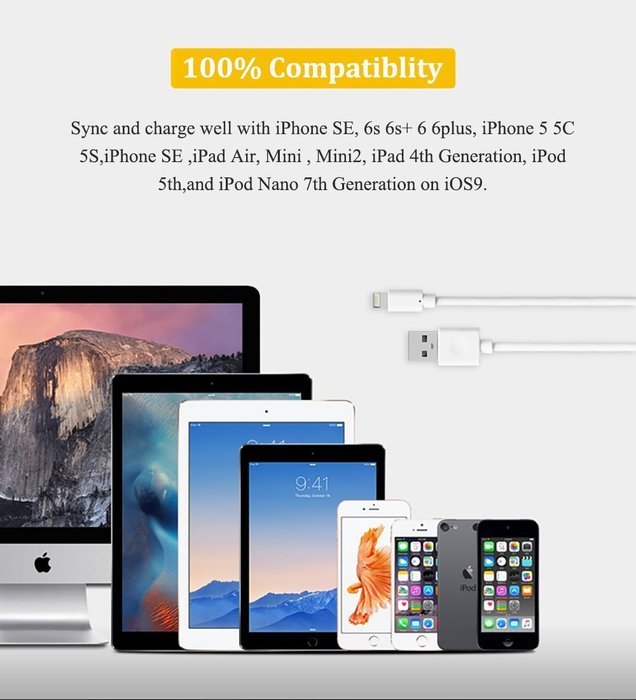 Kabel Leader Charger for iPhone, Strengthened Lightning to USB Cable Extra Long Charge Sync Data Cable Cord Wire... N2