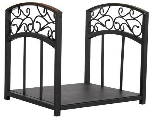 Uniflame, W-1326, Black Wrought Iron Log Rack with Hammered Copper Top Trim