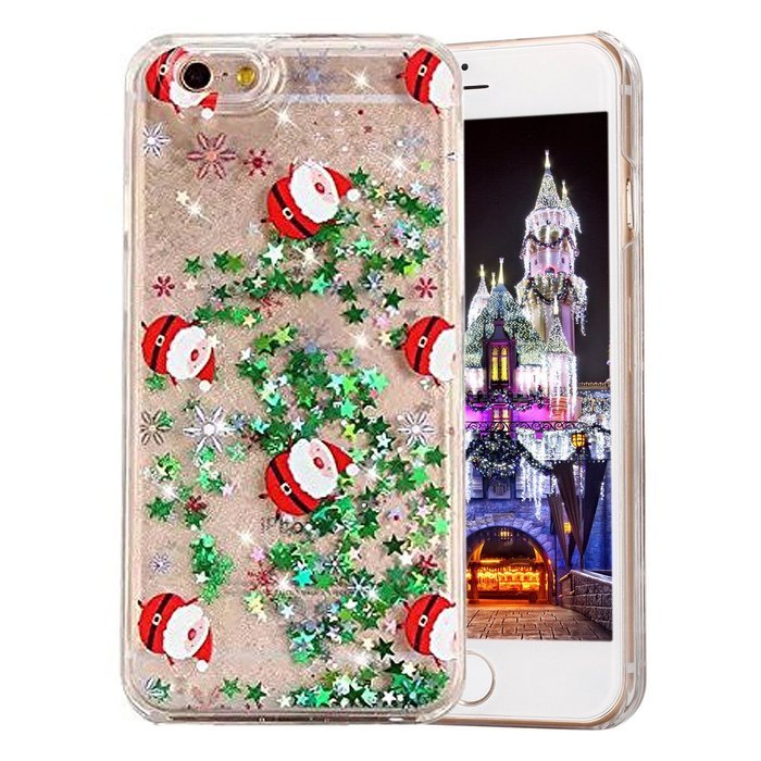 iPhone 6 Plus / 6S Plus Case,PHEZEN Christmas Tree Santa Claus Design Cool Quicksand Moving Stars Bling Glitter...