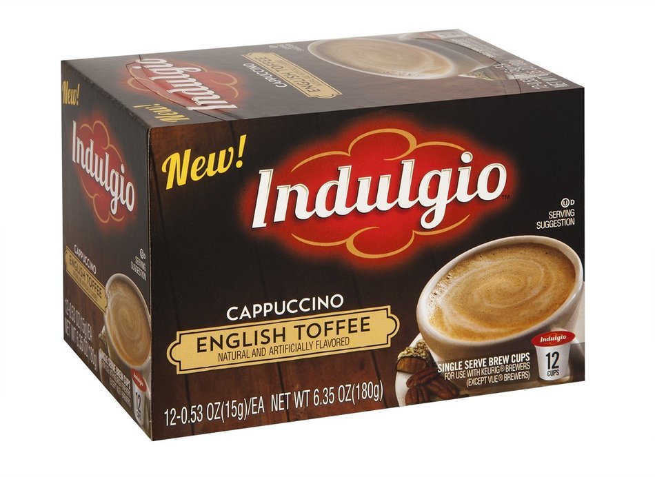 Indulgio English Toffee Cappuccino Single Serve for Keurig K-Cup Brewers, 12 Count (Pack of 6) N4