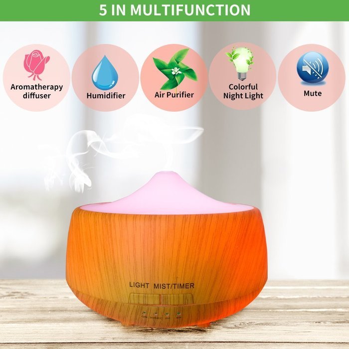Aromatherapy Essential Oil Diffuser,Anskp 250ml Wood Grain Ultrasonic Cool Mist Whisper-Quiet Humidifier with... N5