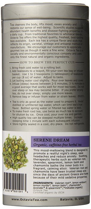 Octavia Tea Serene Dream (Organic, Caffeine-Free Herbal Tea) Loose Tea, 1.41-Ounce Tin N3