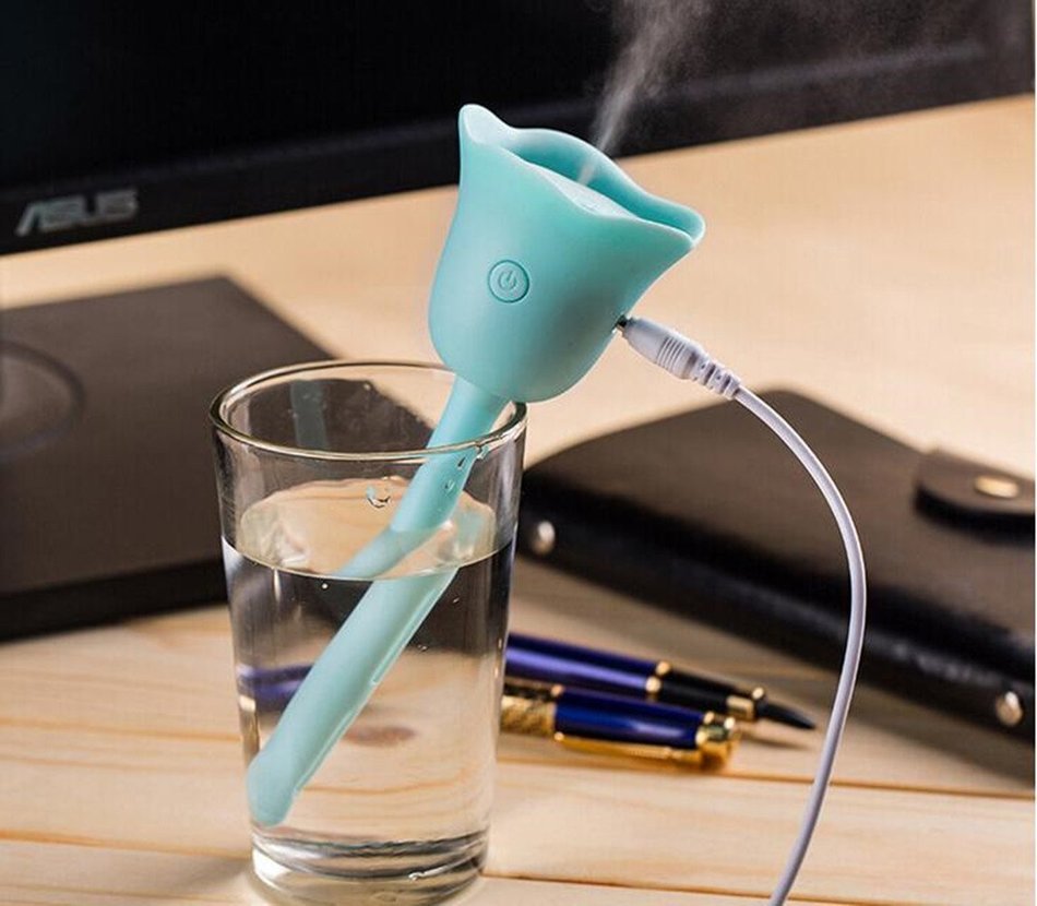 Yosoo USB Powered Tulip Flower Shaped Mini Portable Steam Air Mist Humidifier Purifier