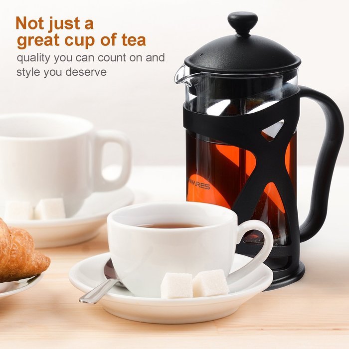 Bl&uuml;mwares 34-Ounce French Coffee & Teapot With Glass Pitcher & Decorative Holder N5