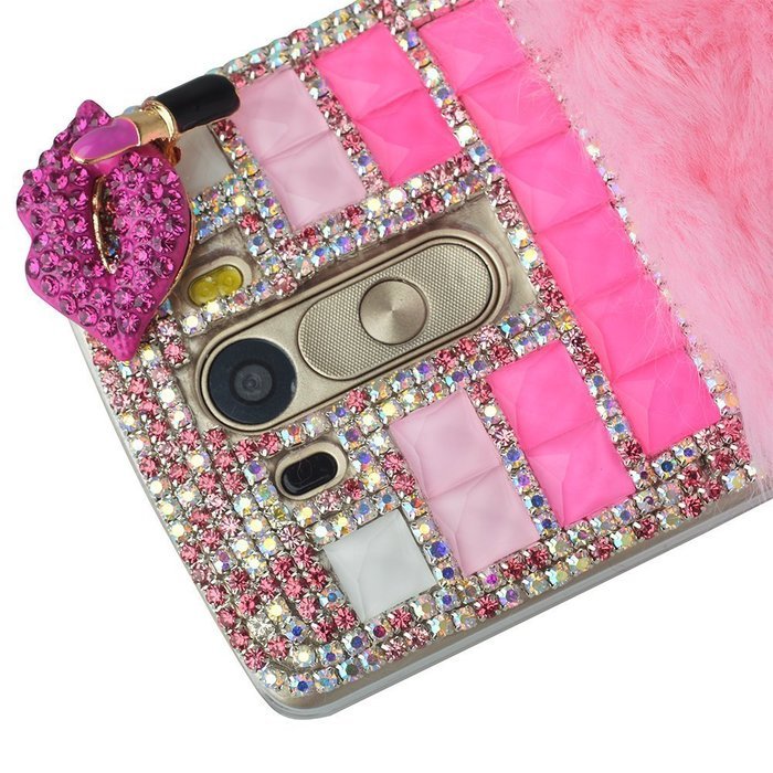 Spritech(TM) Bling Phone Case For LG G3 mini,3D Handmade Purple Crystal Silver Flower Pendant Accessary Design... N28