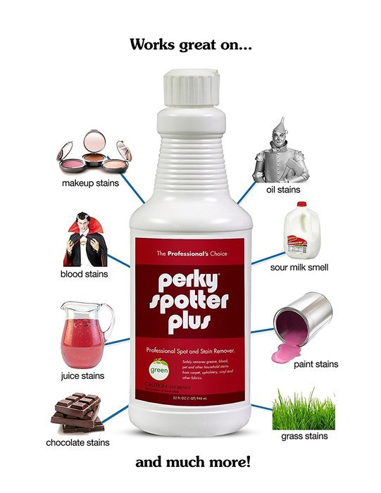 Perky Plus Stain Remover for Carpet, Cars, Clothes and Couches - 32 oz