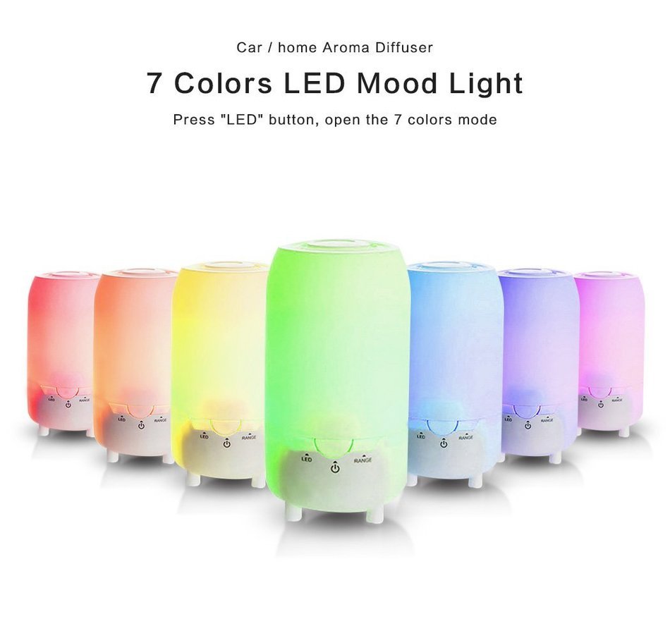 Security Essential Oil Diffuser, 90ml Portable Aroma Humidifier with Car Charger 3 Spray Mode & 7 Color LED Auto...