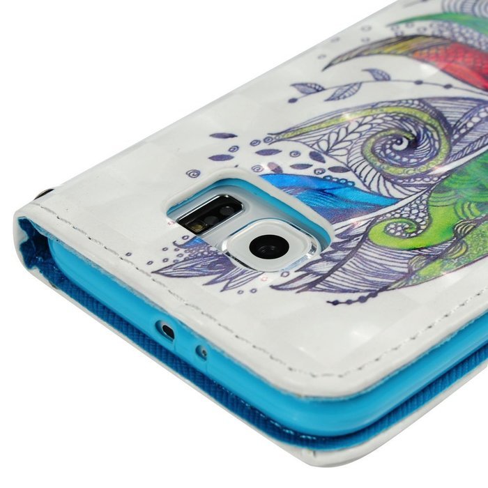 S6 Case,Samsung Galaxy S6 Case - Wallet 3D Effect Colorful Print Patterns Premuim PU Leather Soft TPU Inner Cover... N28