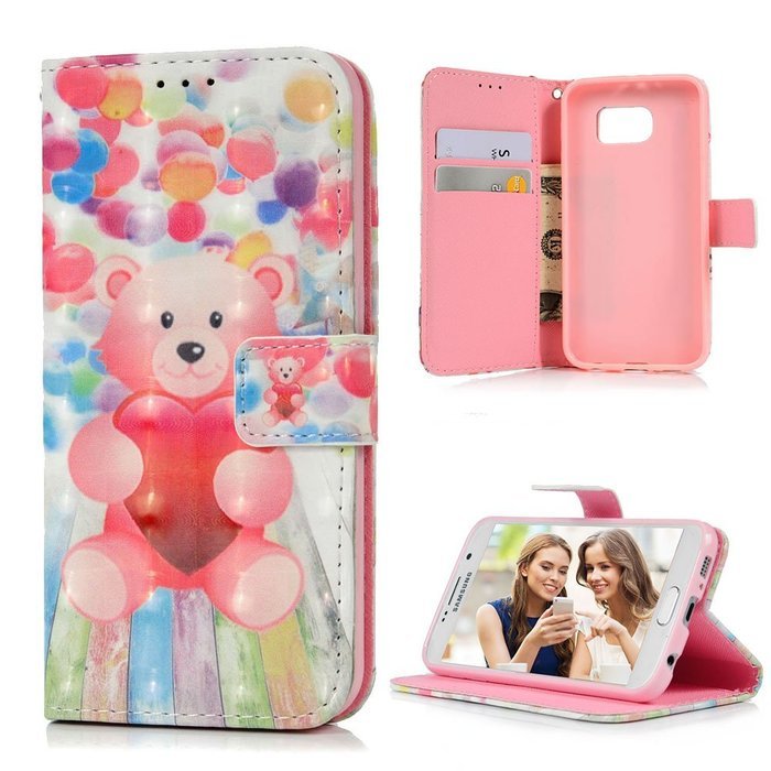 S6 Case,Samsung Galaxy S6 Case - Wallet 3D Effect Colorful Print Patterns Premuim PU Leather Soft TPU Inner Cover... N29