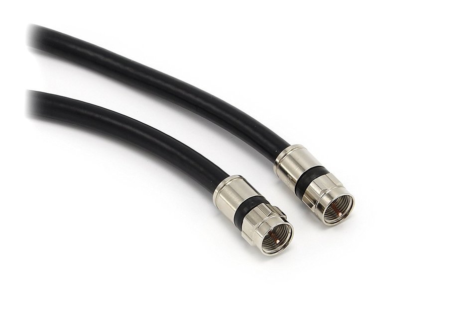 25' feet white RG6 coax, coaxial cable with two male F-pin Male connectors N4