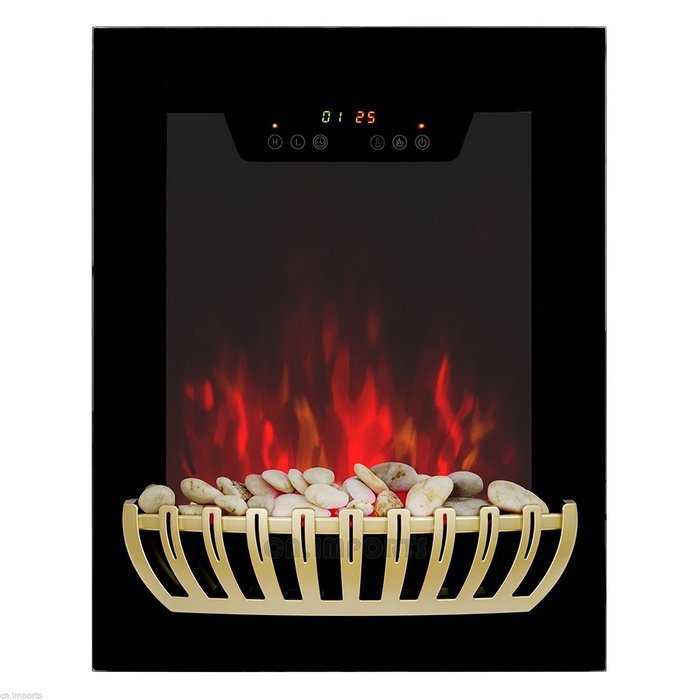 Wall Mount Tempered Glass Electric Fireplace Heat Touch Screen Timer 2 Setting N9