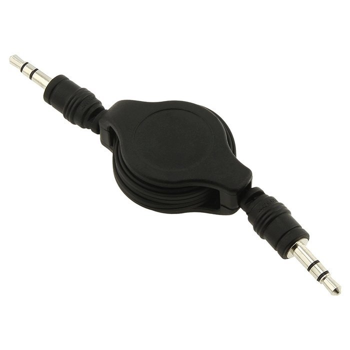 Conwork 2-Pack Auxiliary Retractable 3.5mm Male to Male Stereo Audio Extension Cable Cord (1 Black + 1 White) N2