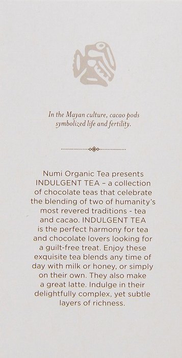 Numi Organic Indulgent Tea, Chocolate Rooibos, Caffeine Free Herbal Teasan, 12 Count Tea Bags (Pack of 3) N18