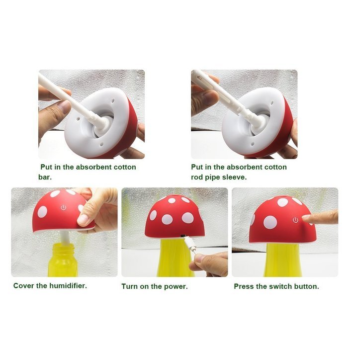 Fasthorse Mushroom Lamp Humidifier Portable USB Aromatherapy Aroma Diffuser for Office Home Travel (Pink) N21