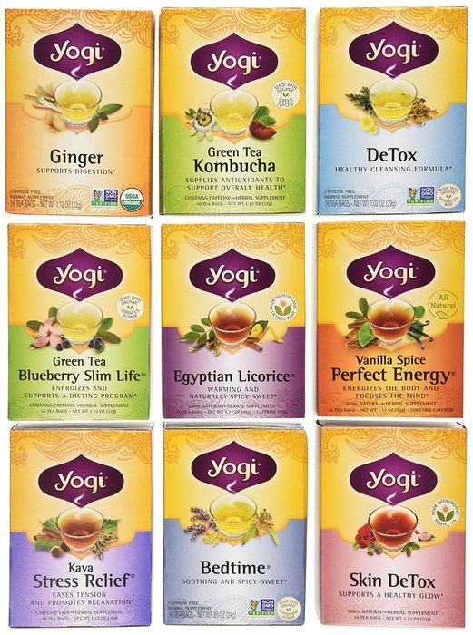 YOGI TEA,VAN SPICE,PRFCT ENRGY, 9 Pack of 16 BAG each