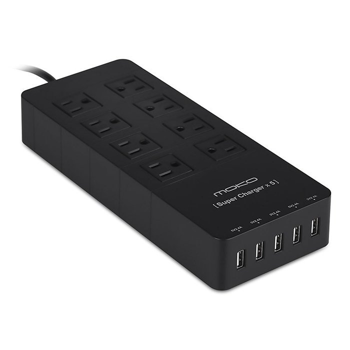 MoKo 8-Outlet 1250W Power Strip Surge Protector, with 5-Port USB Smart Charger 4.6ft Power Cord, for iPhone 7... N2