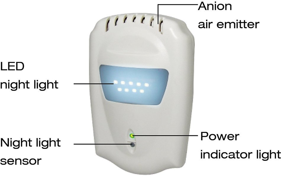 Anion Air Purifier, Refresher, Cleaner with LED night light N8
