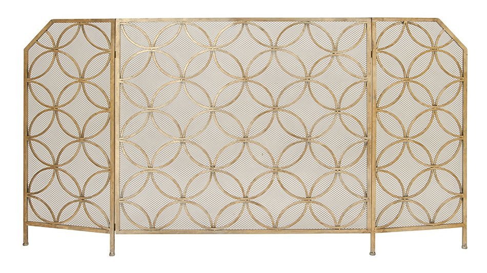 Benzara 67069 Durable Metal Fireplace Screen, 63" W x 34" H