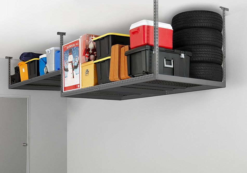 NewAge Products 40151 4-Feet by 8-Feet Ceiling Mount Garage Storage Rack, Gray N3
