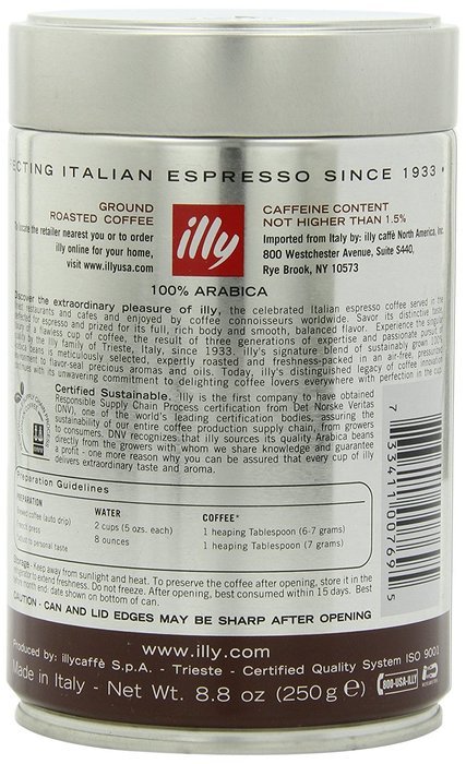 illy Caffe Scuro Drip Grind (Dark Roast, Brown Band), 8.8-Ounce Tins (Pack of 2) N8