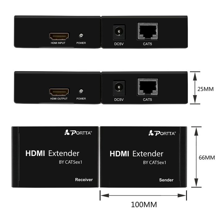 Portta PET50EP HDMI Extender over Single UTP CAT5e/CAT6 Cable up to 50m support 3D