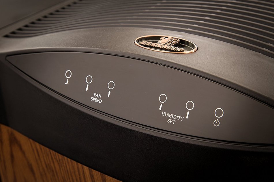 AIRCARE 4DTS 300 Variable-Speed Console-Style Evaporative Humidifier, Light Oak, Black Trim N2