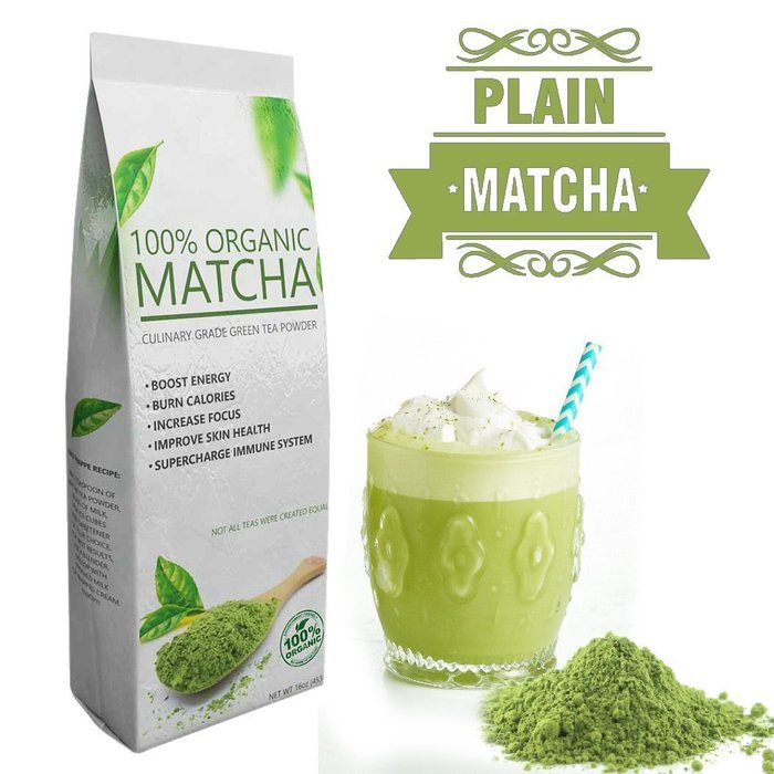 Plain Matcha(16oz) &ndash;All-Natural &ndash; Certified USDA Organic &ndash; Premium Grade &ndash; &ndash; Ideal for Drinks and Culinary Delights