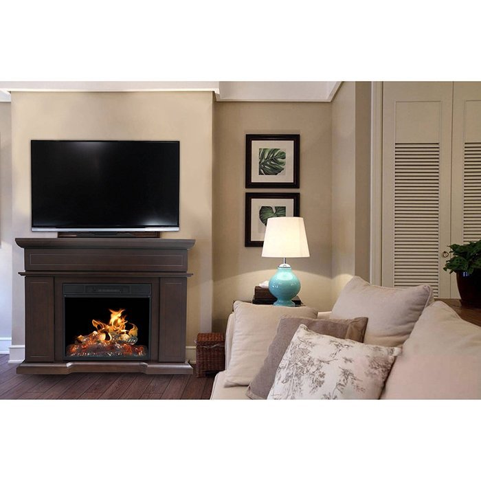 Dark Chololate Decor Flame Yellowstone 46" Mantle Media Fireplace For Up To 55" TV N2