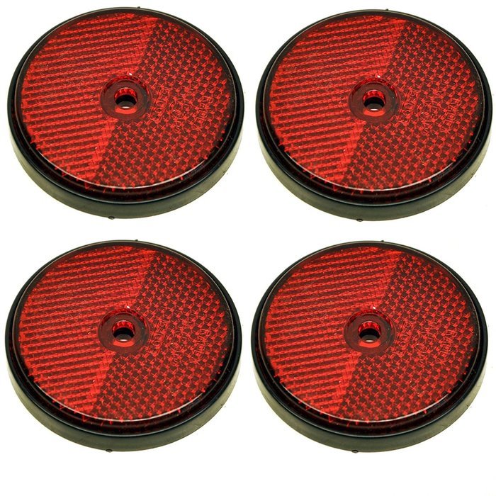 Red Round Rear Reflector for Trailers Fence Gate Posts TR072 by AB Tools
