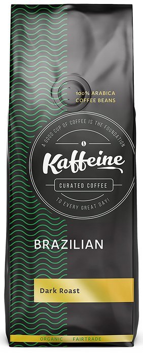 Kaffeine Koffee Organic Brazillian Bourbon Santos Dark Roast Ground Coffee (2 LB)