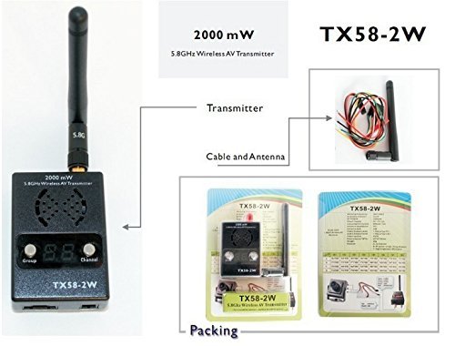 FPV TX58-2W 32CH 2000mW 5.8GHz Wireless AV Transmitter (TX Only)