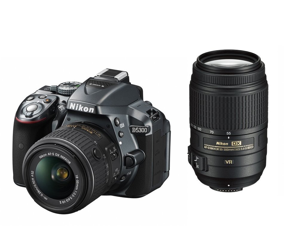 Nikon DSLR camera D5300 double zoom kit gray 24 million pixels 3.2-inch LCD D5300WZGY [International Version,...