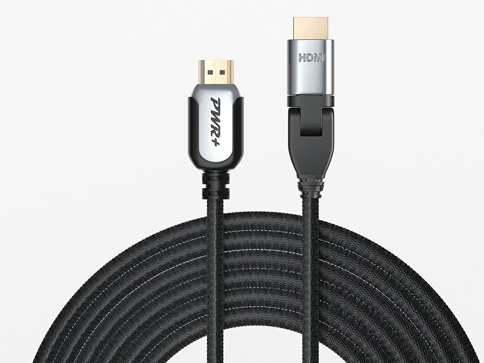 Pwr+ 100 Ft Max Length 4K HDMI Cable 2.0 with 90 Degree Adapter for PS3 PS4 Xbox 360 Apple-TV Laptop Projector... N6
